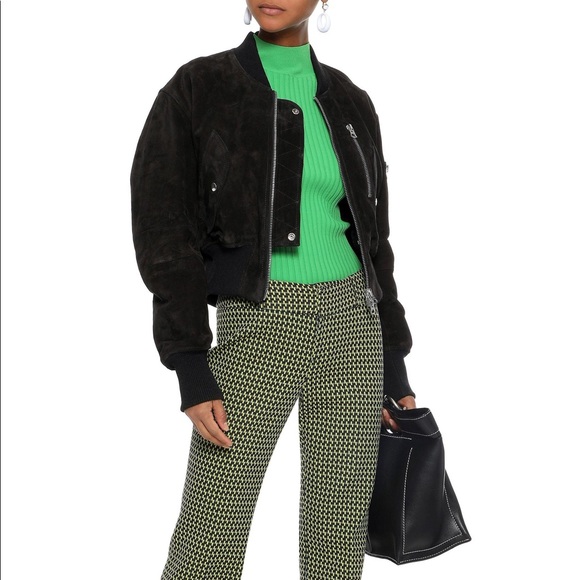 ACNE STUDIOS CROPPED BLACK SUEDE BOMBER JACKET. - Picture 2 of 5